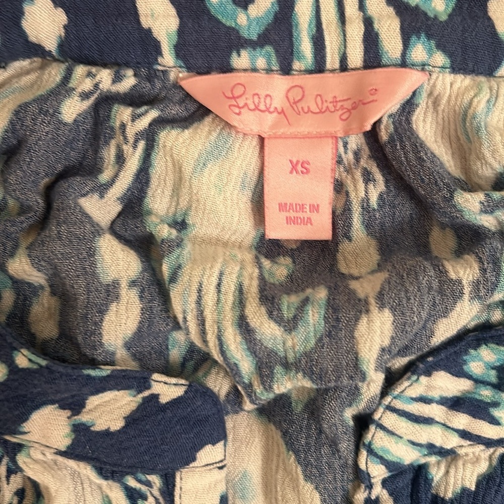 Lilly Pulitzer Elsa Indigo Blue Get in Line Long Sleeve Romper Women’s Size XS - Picture 2 of 16